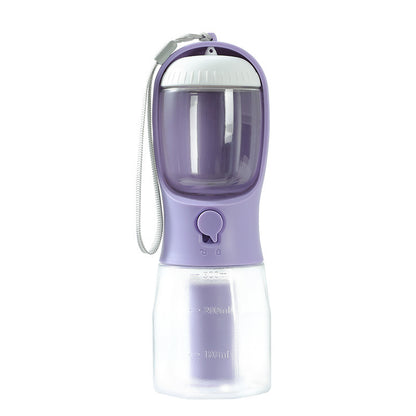 3-in-1 Portable Dog Water Bottle – Feeder + Poop Bag Holder
